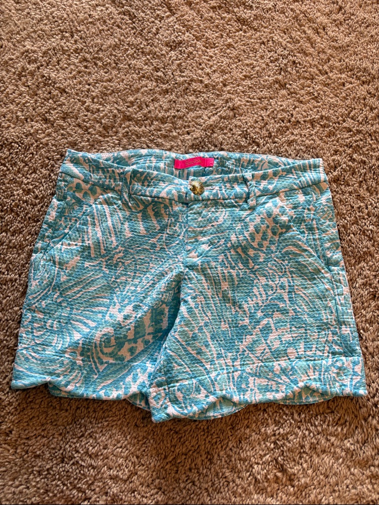 Lilly Pulitzer Aqua Patterned Shorts